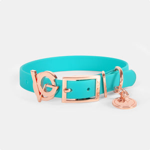 Valgray Premium Dog Collar for Small Dogs - Turquoise & Rose Gold