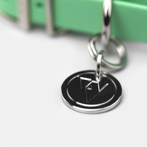 Valgray Premium Dog Collar for Small Dogs - Pistachio & Silver - Close Up Valgray Tag