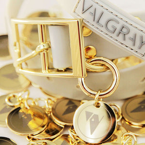 Bone grey & yellow gold extra large dog collar.