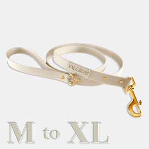 Bone grey & yellow gold premium waterproof, tear-resistant medium to large dog leash.